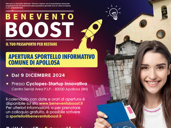 Ad Apollosa apre lo Sportello Informativo Auto-imprenditorialità Benevento Boost, che forma e supporta i giovani all’autoimprenditorialità