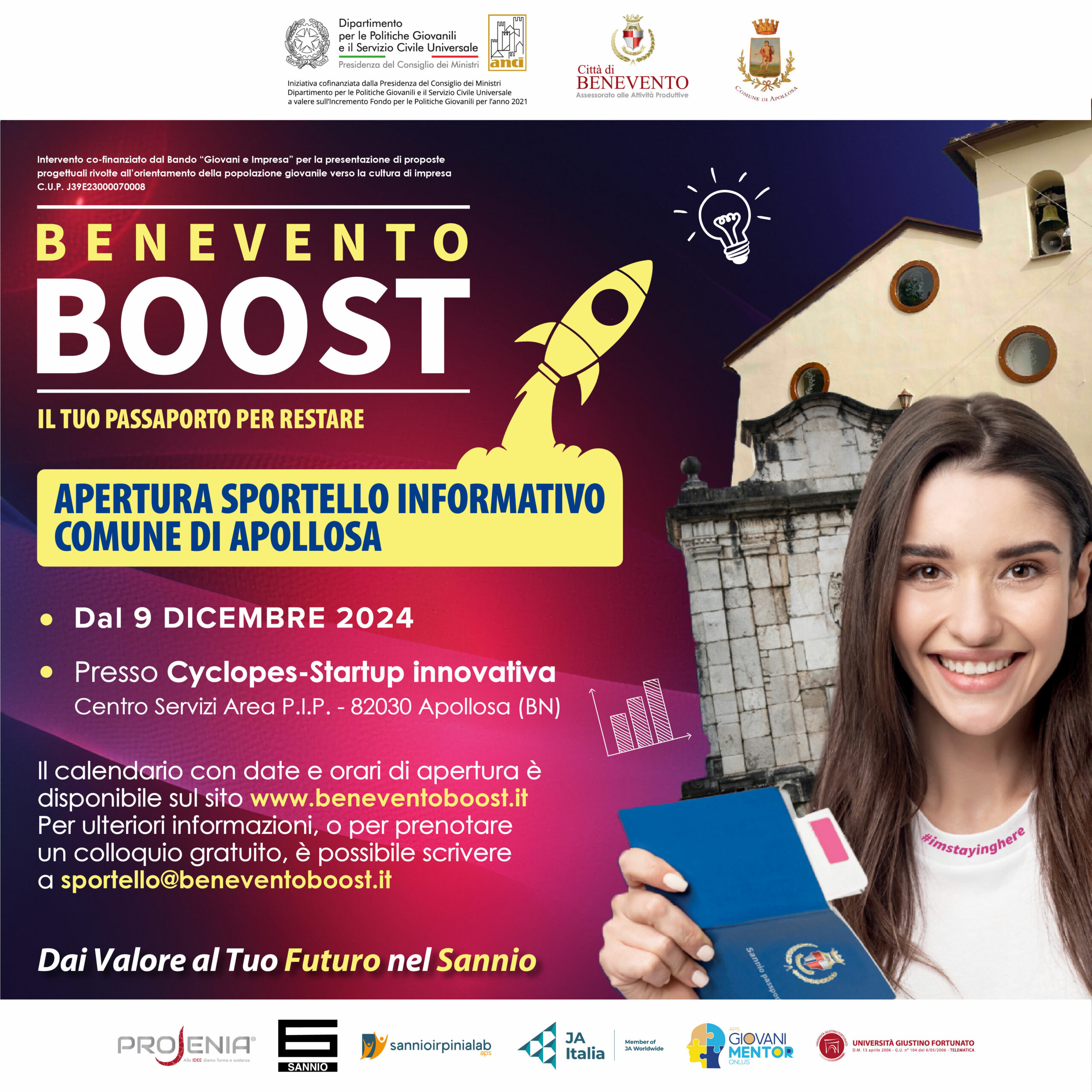 Ad Apollosa apre lo Sportello Informativo Auto-imprenditorialità Benevento Boost, che forma e supporta i giovani all’autoimprenditorialità